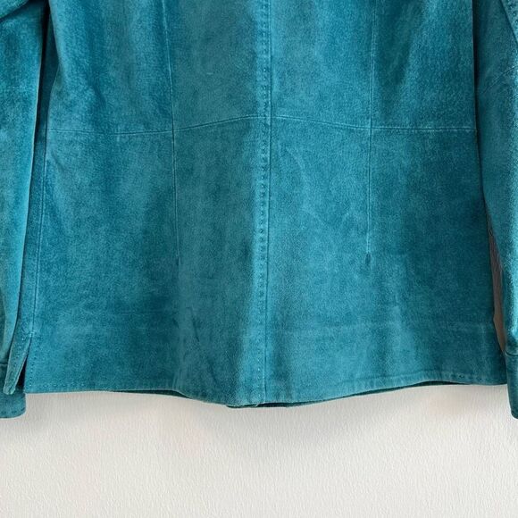 Sienna Studio G3 Apparel Women’s XS Leather Turquoise Button Jacket Coat - Picture 11 of 16